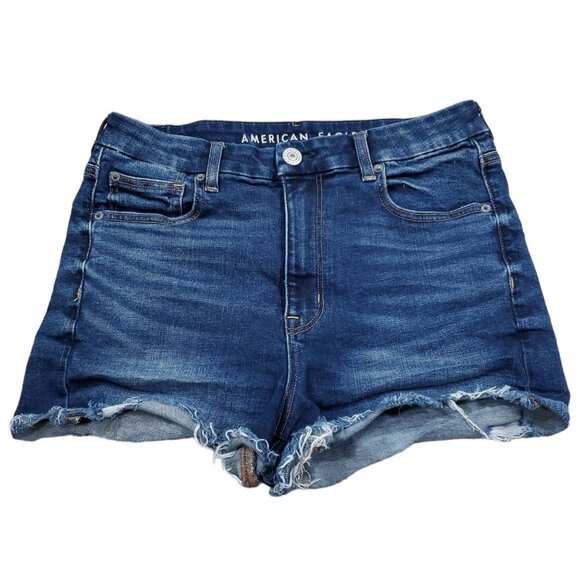 American Eagle Outfitters Pants - American Eagle Curvy Hi Rise Shortie Super Stretch Blue Jean Shorts Size 12